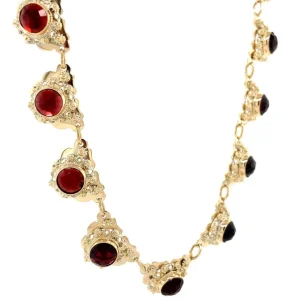 Outlet Gouden collier met granaat 14 krt Kettingen Met Edelsteen