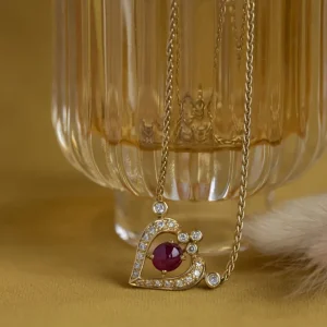 Hot Gouden collier met robijn en diamant hanger 18 krt Kettingen Met Edelsteen