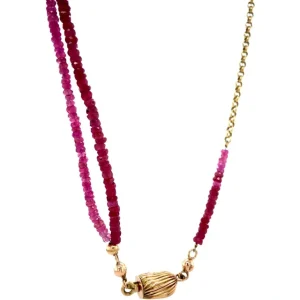 New Gouden collier met robijn 14 krt Kettingen Met Edelsteen