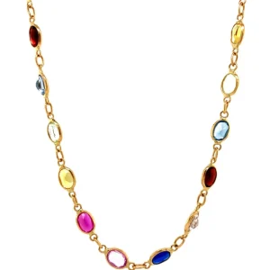 Clearance Gouden collier met spinel, saffier, robijn en granaat 18 krt Kettingen Met Edelsteen