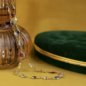 Clearance Gouden collier met spinel, saffier, robijn en granaat 18 krt Kettingen Met Edelsteen