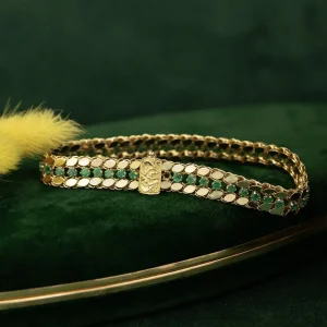 Hot Gouden fantasie armband met smaragd 14 krt Gouden Armbanden | Armbanden Met Edelsteen