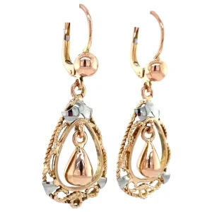Sale Gouden fantasie oorhangers 14 krt Oorbellen Met Edelsteen