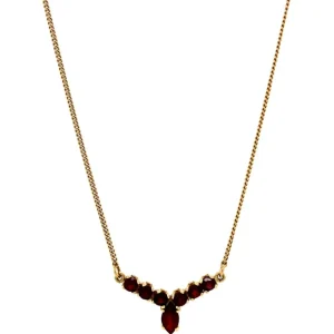 New Gouden gourmet collier met granaat hanger 14 krt Kettingen Met Edelsteen