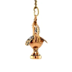 New Gouden haan hanger met emaille 18 krt Gouden Hangers