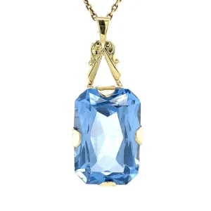 Online Gouden hanger met blauwe spinel 14 krt Gouden Hanger Met Edelsteen