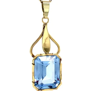 Sale Gouden hanger met blauwe spinel 14 krt Gouden Hanger Met Edelsteen