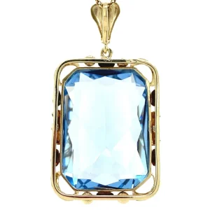 Outlet Gouden hanger met blauwe spinel 14 krt Gouden Hanger Met Edelsteen