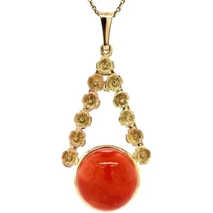 Sale Gouden hanger met bloedkoraal 14 krt Gouden Hanger Met Edelsteen