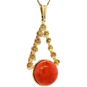 Sale Gouden hanger met bloedkoraal 14 krt Gouden Hanger Met Edelsteen