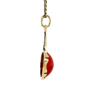 Sale Gouden hanger met bloedkoraal 14 krt Gouden Hanger Met Edelsteen