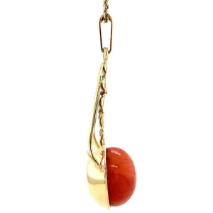 Sale Gouden hanger met bloedkoraal 14 krt Gouden Hanger Met Edelsteen