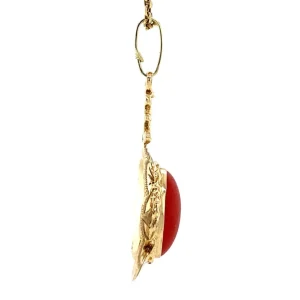 Online Gouden hanger met bloedkoraal 14 krt Gouden Hanger Met Edelsteen