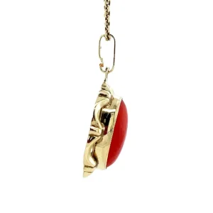 New Gouden hanger met bloedkoraal 14 krt Gouden Hanger Met Edelsteen