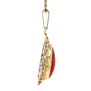 Outlet Gouden hanger met bloedkoraal 14 krt Gouden Hanger Met Edelsteen