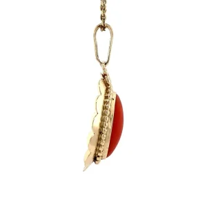 Best Gouden hanger met bloedkoraal 14 krt Gouden Hanger Met Edelsteen