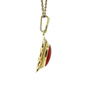 New Gouden hanger met bloedkoraal 14 krt Gouden Hanger Met Edelsteen