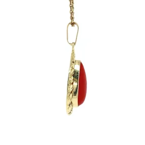 Discount Gouden hanger met bloedkoraal 14 krt Gouden Hanger Met Edelsteen
