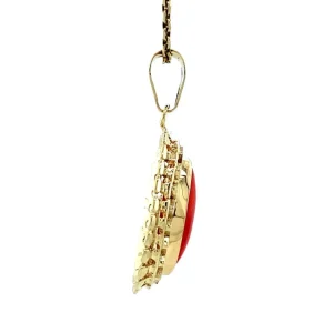 Fashion Gouden hanger met bloedkoraal 14 krt Gouden Hanger Met Edelsteen