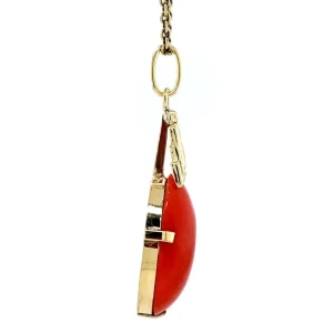 Hot Gouden hanger met bloedkoraal 14 krt Gouden Hanger Met Edelsteen