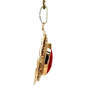Outlet Gouden hanger met bloedkoraal 14 krt Gouden Hanger Met Edelsteen