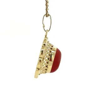 Discount Gouden hanger met bloedkoraal 14 krt Gouden Hanger Met Edelsteen