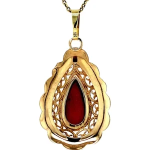 Outlet Gouden hanger met bloedkoraal 14 krt Gouden Hanger Met Edelsteen