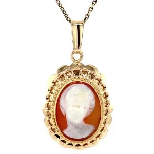 Clearance Gouden hanger met camee 14 krt Gouden Hanger Met Edelsteen