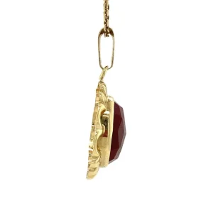 Hot Gouden hanger met carneool 14 krt Gouden Hanger Met Edelsteen