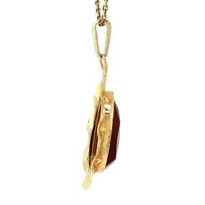 Fashion Gouden hanger met carneool 14 krt Gouden Hanger Met Edelsteen