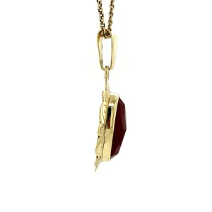 Hot Gouden hanger met carneool 14 krt Gouden Hanger Met Edelsteen