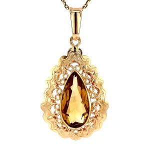 Discount Gouden hanger met citrien 14 krt Gouden Hanger Met Edelsteen
