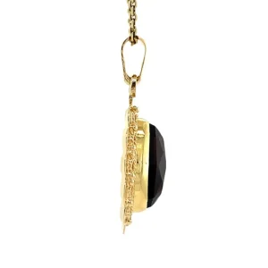Hot Gouden hanger met granaat 14 krt Gouden Hanger Met Edelsteen