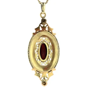 Outlet Gouden hanger met granaat 14 krt Gouden Hanger Met Edelsteen