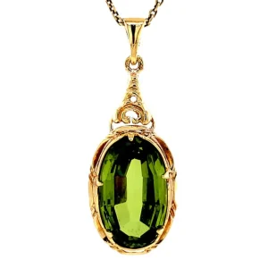 Hot Gouden hanger met groene spinel 14 krt Gouden Hanger Met Edelsteen