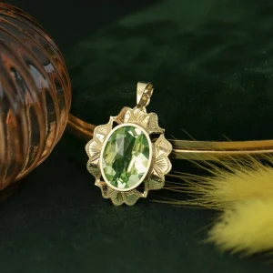 Discount Gouden hanger met groene spinel 14 krt Gouden Hanger Met Edelsteen
