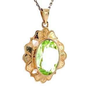 Discount Gouden hanger met groene spinel 14 krt Gouden Hanger Met Edelsteen
