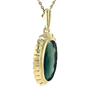 New Gouden hanger met groene spinel 14 krt Gouden Hanger Met Edelsteen