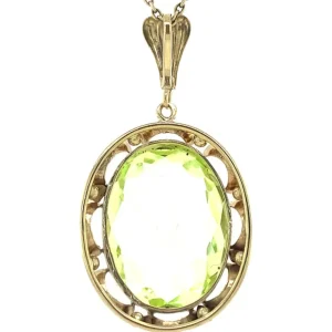 Outlet Gouden hanger met groene spinel 14 krt Gouden Hanger Met Edelsteen