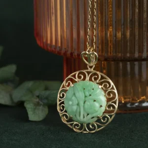 Sale Gouden hanger met jade 14 krt Gouden Hanger Met Edelsteen