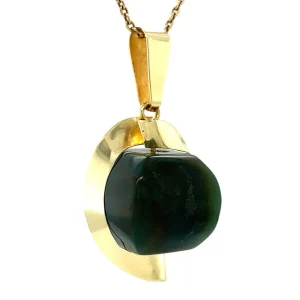 Fashion Gouden hanger met jade 14 krt Gouden Hanger Met Edelsteen