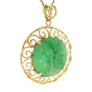 Sale Gouden hanger met jade 14 krt Gouden Hanger Met Edelsteen
