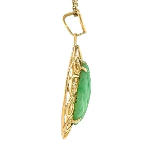 Sale Gouden hanger met jade 14 krt Gouden Hanger Met Edelsteen