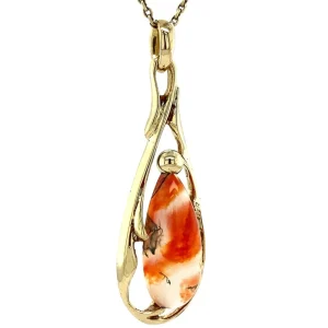 Best Gouden hanger met mosagaat 14 krt Gouden Hanger Met Edelsteen