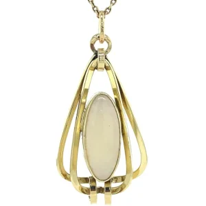 Hot Gouden hanger met opaal 14 krt Gouden Hanger Met Edelsteen
