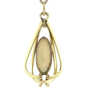 Hot Gouden hanger met opaal 14 krt Gouden Hanger Met Edelsteen