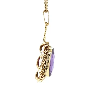 Outlet Gouden hanger met paarse saffier 14 krt Gouden Hanger Met Edelsteen
