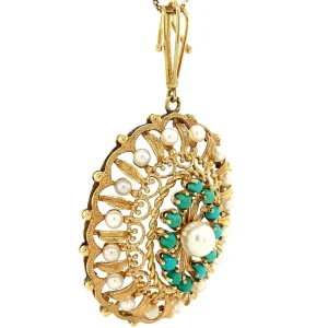 Best Gouden hanger met parel en turkoois 14 krt Gouden Hanger Met Edelsteen