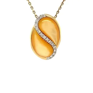 Sale Gouden hanger met parelmoer en diamant 14 krt Gouden Hanger Met Edelsteen