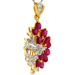 Clearance Gouden hanger met robijn en diamant 14 krt Gouden Hanger Met Edelsteen